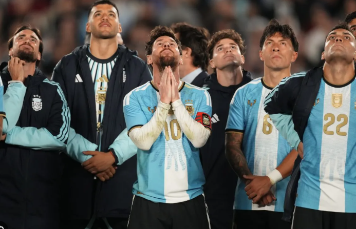 Lionel Messi playing on the pitch in Buenos Aires, Argentina