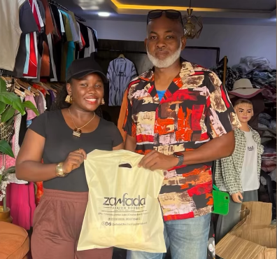 Customers at Zamfada Fashion Hub and Chachaz Hair retail section in Kaduna, Nigeria