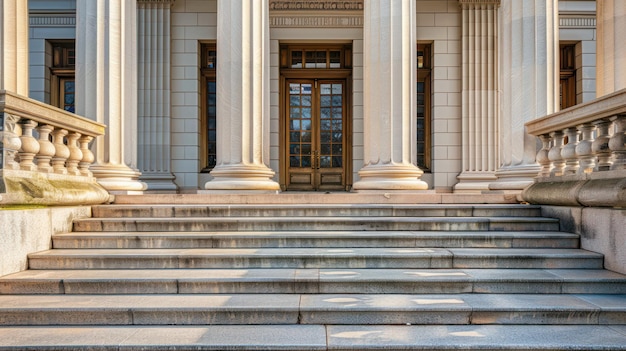 The exterior entrance of a federal courthouse building in California.