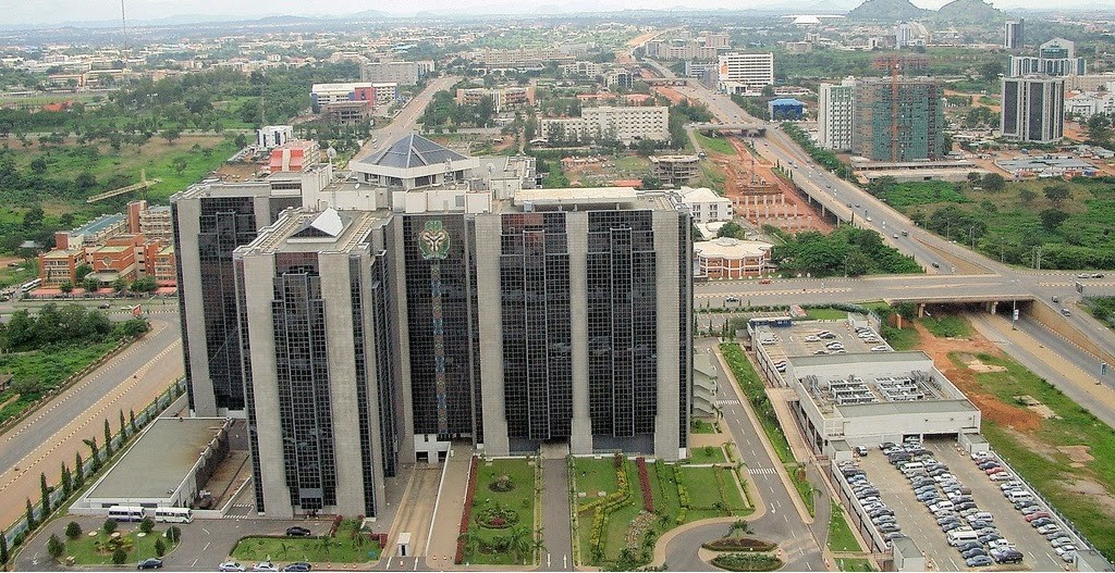 An aerial view of the Central Bank of Nigeria headquarters building in Abuja.
