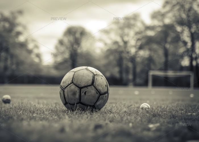 Football sitting on lush green turf.